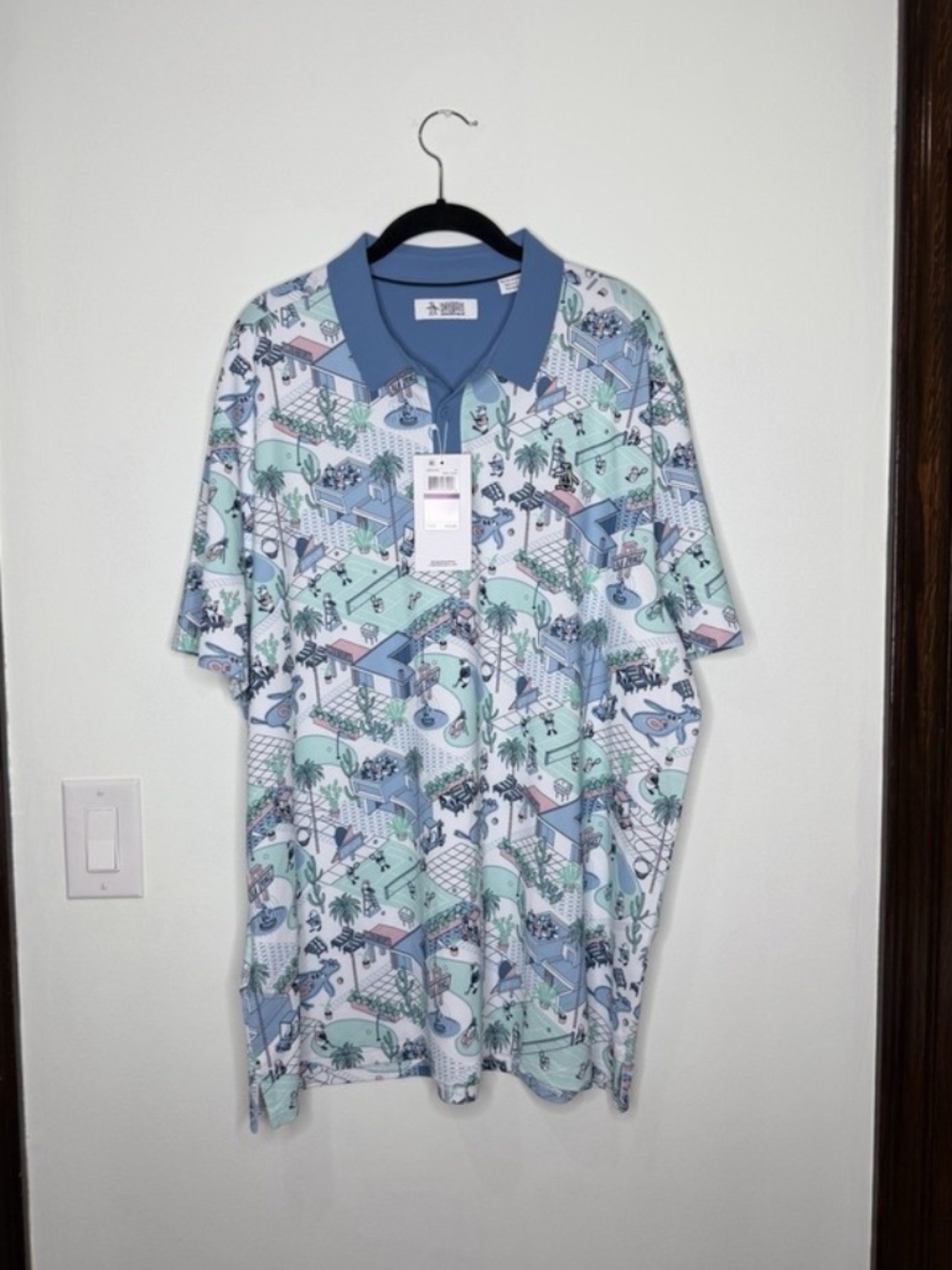 Original Penguin Munsingwear Palm Springs Print Golf Short Sleeve Polo XXL NEW